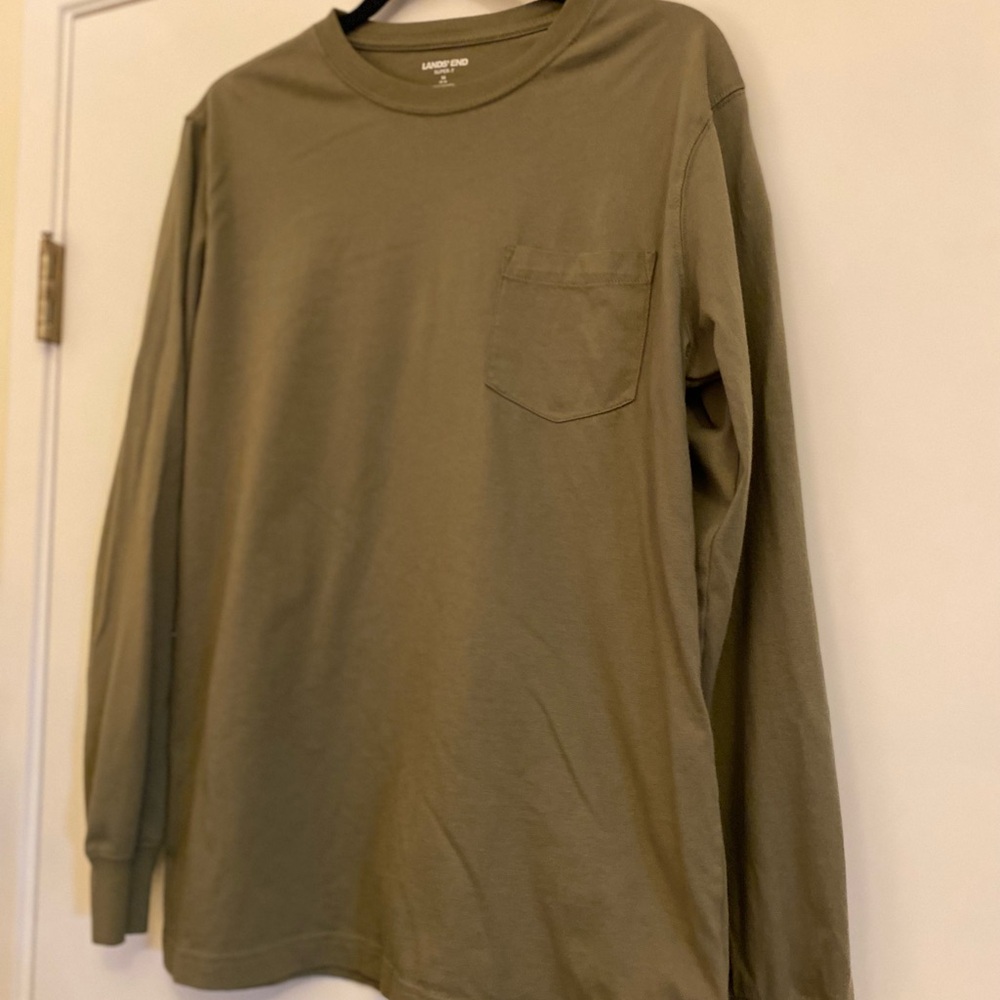 Lands' End Men's Green Long Sleeve Tee